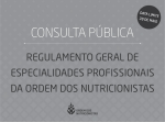 Consulta Pública | Regulamento Geral das Especialidades da Ordem dos Nutricionistas